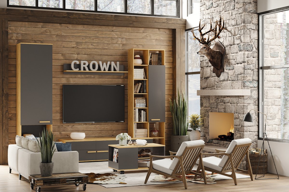 Шкаф с открытыми полками Crown 22. Графит, Дуб золотистый фото 4