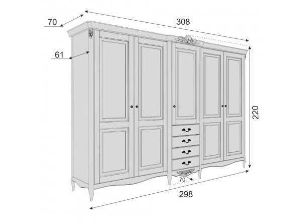 Шкаф 5 дверей