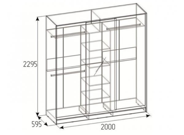 Шкаф-купе трехдверный с зеркалом 2000 Домашний Atelier светлый